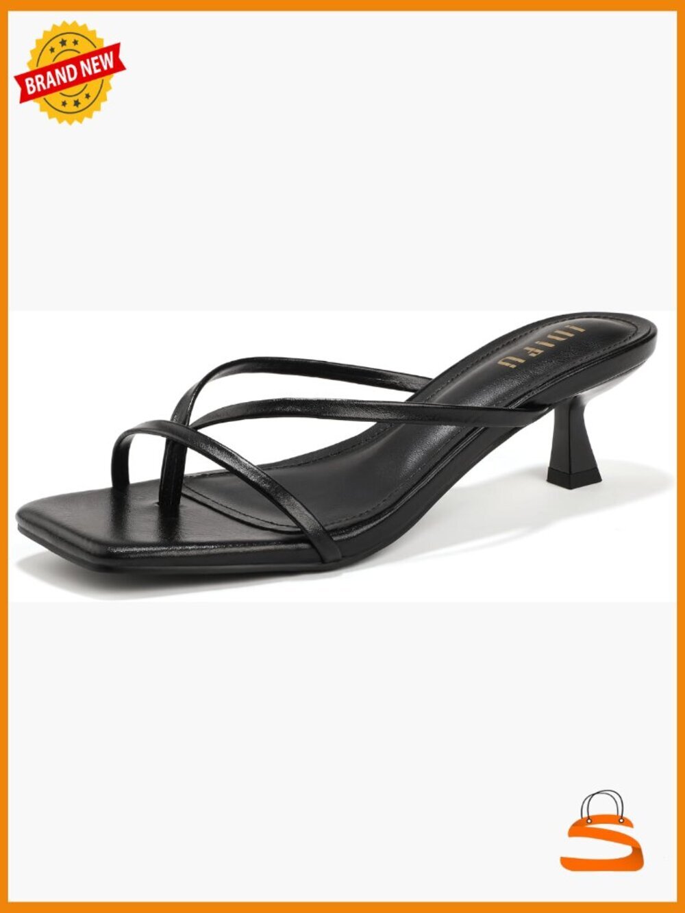 Strappy Square Toe Kitten Heel Slide Sandals Open Toe Low Heel Shoes